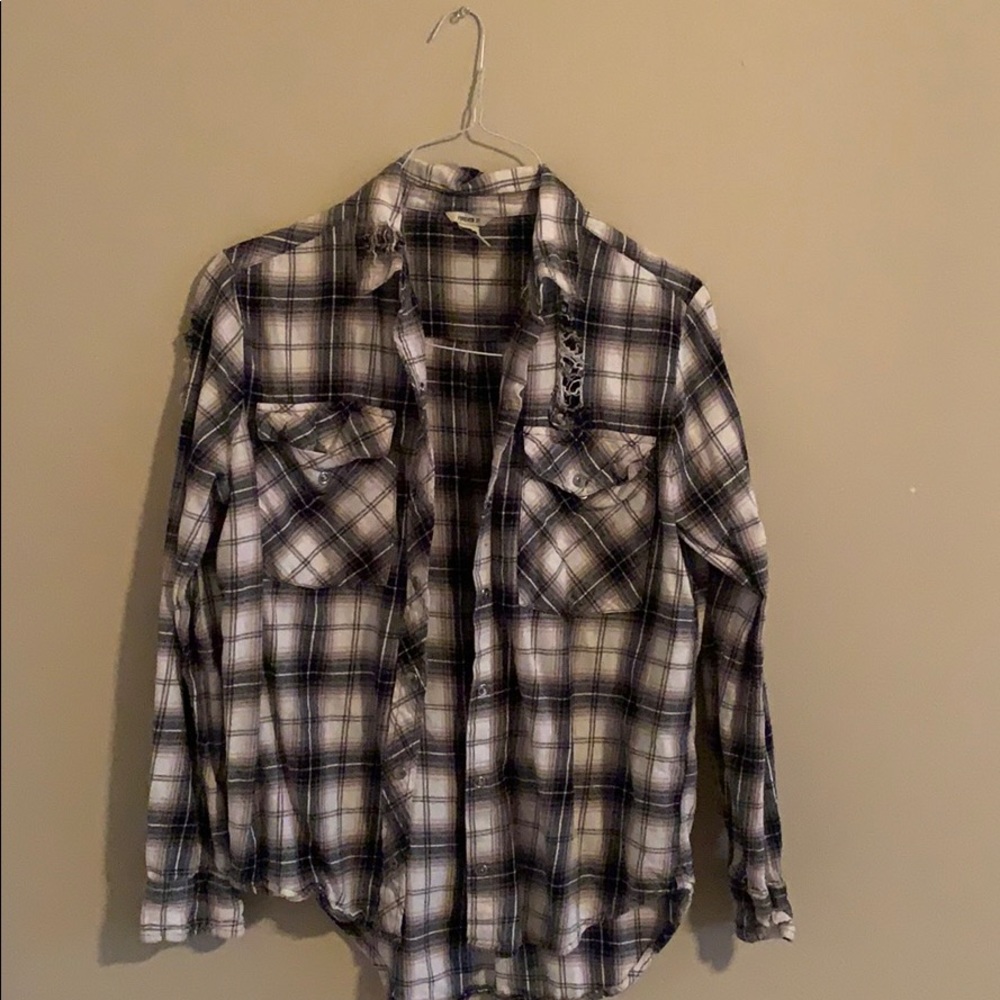Distressed forever 21 flannel